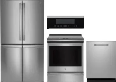 4 Piece Package Includes Refrigerator, Range, Microwave And Dishwasher